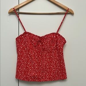 Floral Red Spaghetti Strap Top